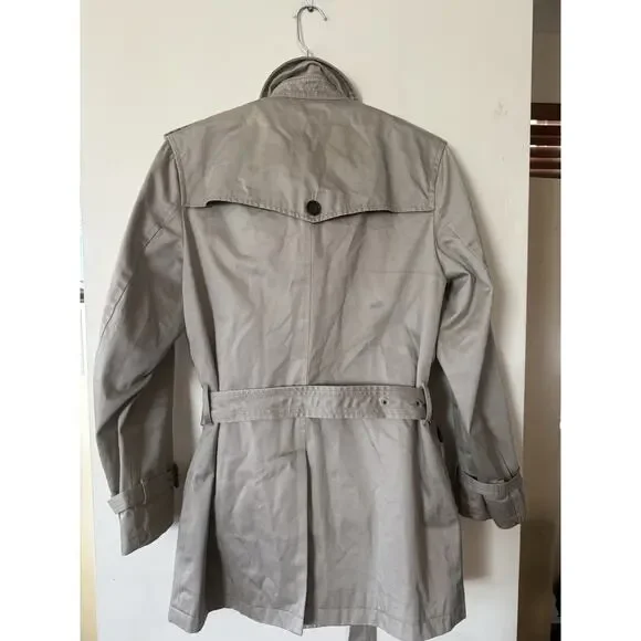 BANANA REPUBLIC Double-Breasted Belted Lined Trench Coat Sze S Khaki Classic EUC - Picture 9 of 15